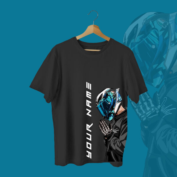 Custom Name Biker T-shirt Black Front – Dede Yaar