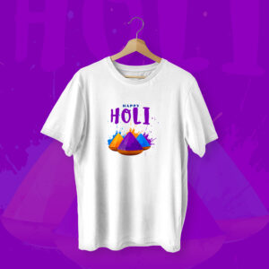 Happy Holi Colors T-shirt White Front – Dede Yaar