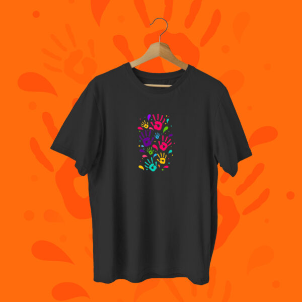 Happy Holi Hands With Color T-shirt Black – Dede Yaar