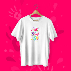 Happy Holi Hands With Color T-shirt White – Dede Yaar