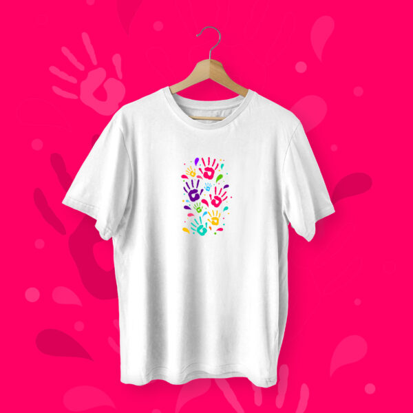 Happy Holi Hands With Color T-shirt White – Dede Yaar