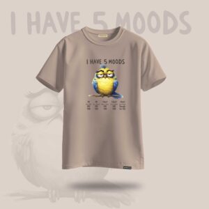 5 Moods Oversized Graphic Tshirt Beige - DedeYaar