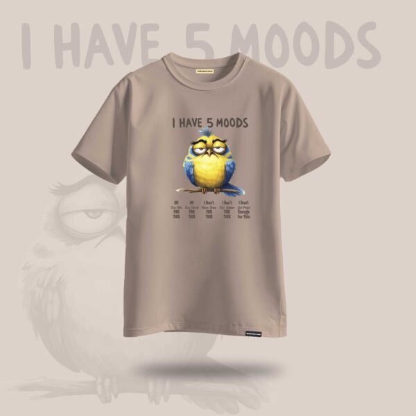5 Moods Oversized Graphic Tshirt Beige - DedeYaar